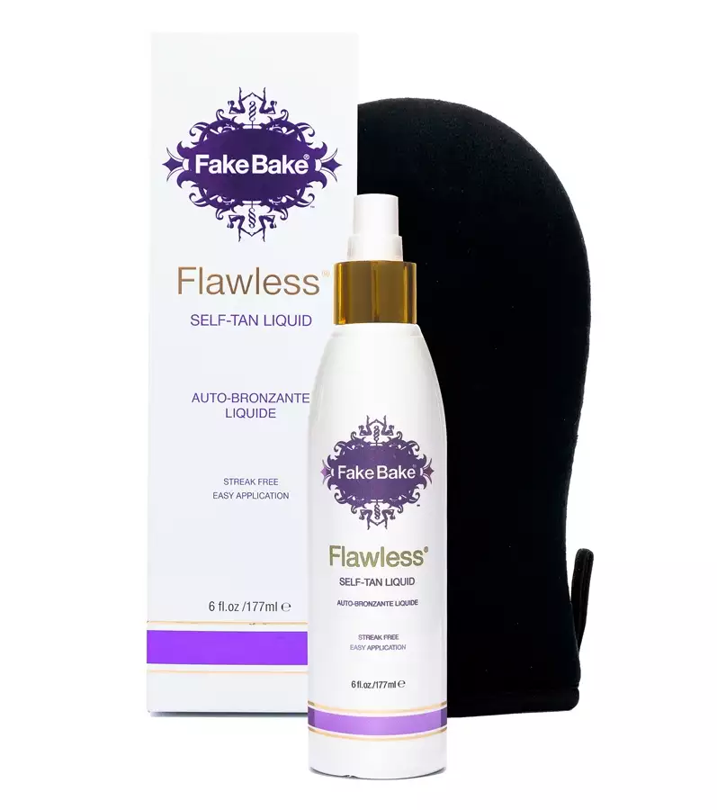 Fake Bake Flawless Medium Selbstbräuner, 170 ml – Parabenfrei, ideal für helle Hauttypen. Verleiht sofort eine goldene Bräune, enthält wiederverwendbaren Applikationshandschuh. Schnell trocknend und porenfreundlich