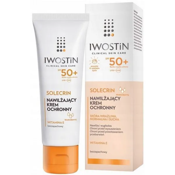 Iwostin Solecrin SPF 50+ Schutzcreme, 50 ml – Hochwirksamer Sonnenschutz für empfindliche, normale und trockene Haut. Bietet umfassenden Schutz vor UVA- und UVB-Strahlen, reduziert das Risiko von Sonnenbrand und Hautalterung. Hypoallergen, dermatologisch getestet, ideal für allergieanfällige Haut. Enthält Vitamin E und innovative Filtertechnologie für zusätzlichen Schutz und Feuchtigkeitsbalance. Geeignet für die tägliche Anwendung, auch unter Make-up. Perfekt für empfindliche Hauttypen, auch für Kinder ab 6 Monaten
