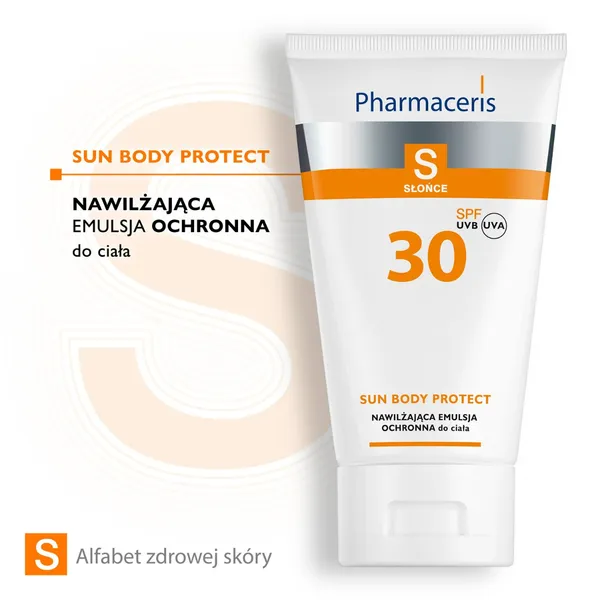 Pharmaceris S Feuchtigkeitsspendende Schutzemulsion für den Körper SPF30, 150 ml - Hochwertiger Sonnenschutz mit UVA/UVB-Filtern, Sheabutter und Allantoin für intensive Pflege und Schutz gegen Sonnenstrahlen