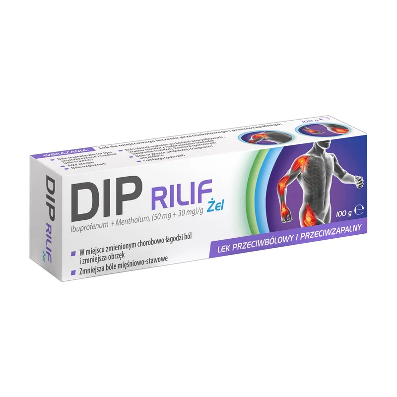 Dip Rilif Gel 100 g Tuba - Schmerzgel mit 50 mg Ibuprofen und 30 mg Levomenthol zur Linderung von Muskel- und Gelenkschmerzen