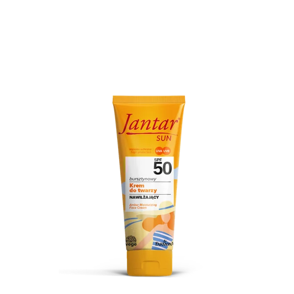 Farmona Jantar Sun Amber Feuchtigkeitscreme für das Gesicht mit Neroli-Hydrolat, 50 ml, SPF 50 – hochwirksame Feuchtigkeitspflege mit Sonnenschutz, ideal für empfindliche Haut, schützt vor UV-Strahlen und spendet intensive Feuchtigkeit
