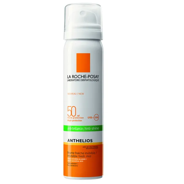 La Roche-Posay Anthelios Gesichtsspray gegen Glanz SPF 50, 75 ml – Sonnenschutzspray für das Gesicht mit hohem Lichtschutzfaktor, ideal für empfindliche Haut, schützt vor UVA- und UVB-Strahlen, mattiert die Haut, leicht aufzutragen, erfrischend und nicht fettend, praktische Größe für unterwegs, hypoallergen, dermatologisch getestet