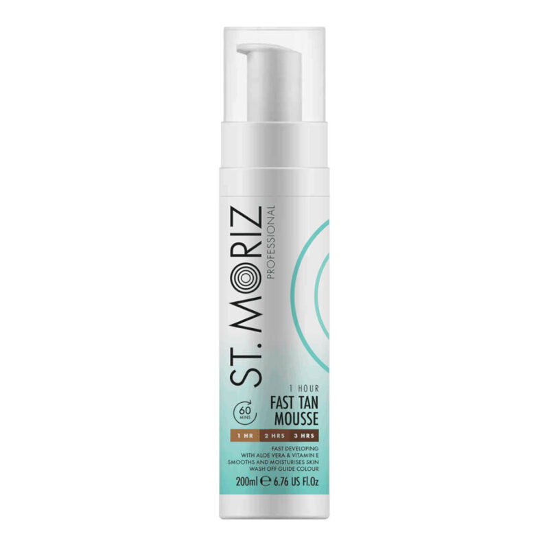 St. Moriz Professional Schnellbräunungsmousse – Selbstbräuner für sofortige, gleichmäßige Bräune in 60 Minuten, 200 ml. Enthält Olivenmilch und Vitamin E für pflegende und langanhaltende Ergebnisse.