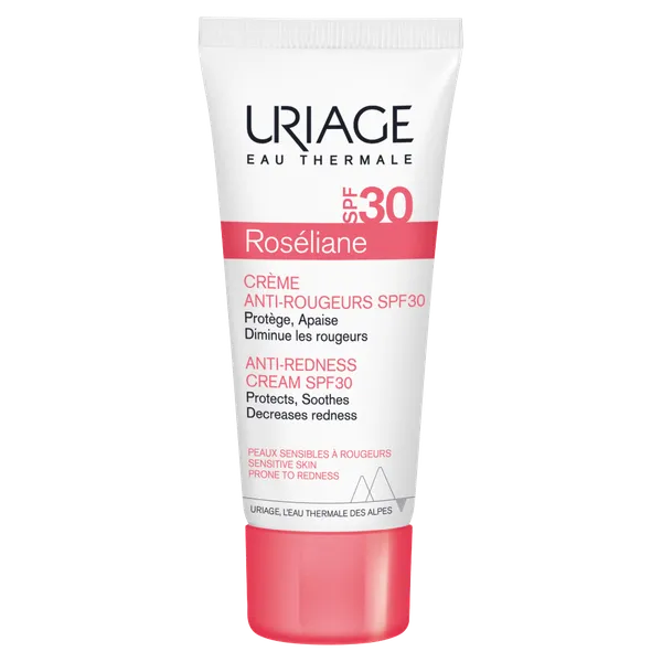 Uriage Roseliane Creme für empfindliche Haut mit Couperose, 40 ml, bietet Schutz mit SPF 30. Ideal für sensible Haut zur Reduzierung von Rötungen und zur Verbesserung des Hautbildes. Feuchtigkeitsspendende Formel mit schützenden Eigenschaften.