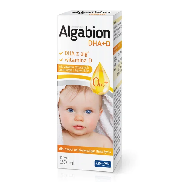 Algabion DHA+D – Nahrungsergänzungsmittel mit DHA und Vitamin D für Säuglinge ab dem ersten Lebenstag in praktischer Pipettenflasche