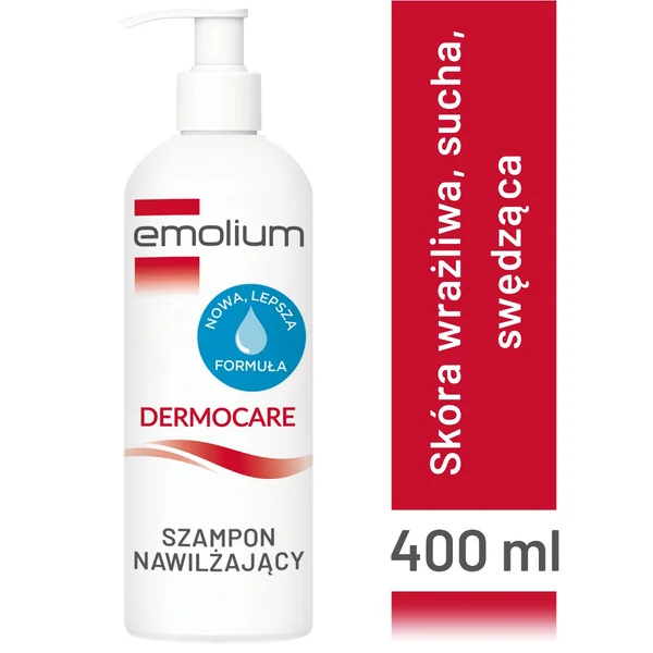 Emolium Dermocare feuchtigkeitsspendendes Shampoo für empfindliche Kopfhaut, geeignet für Babys und Erwachsene.