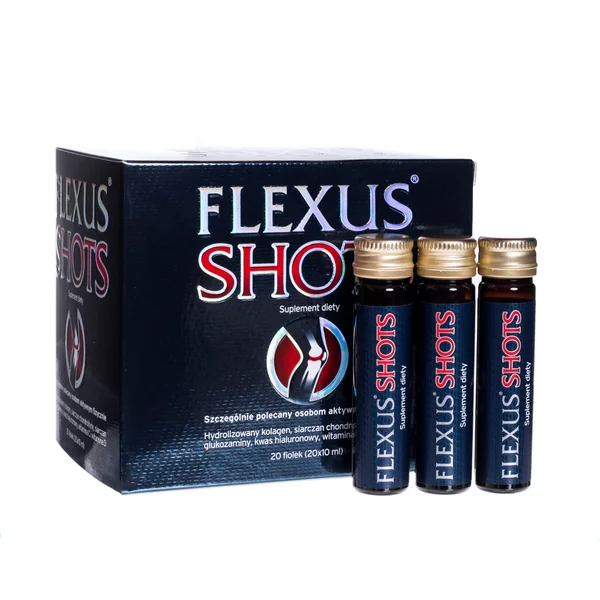 Flexus Shots - flüssiges Nahrungsergänzungsmittel zur Unterstützung der Gelenkgesundheit mit hydrolysiertem Kollagen und Vitaminen.