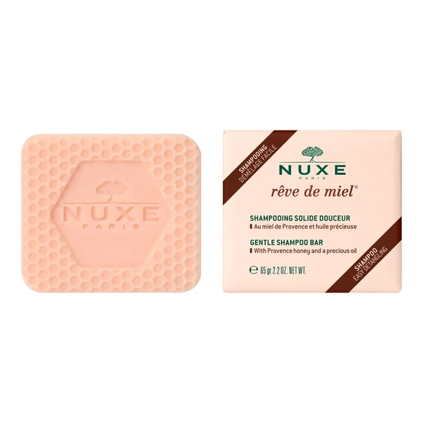 Nuxe Rêve de Miel fester Shampoo in einer umweltfreundlichen Verpackung, ideal für geschmeidiges und nährendes Haar