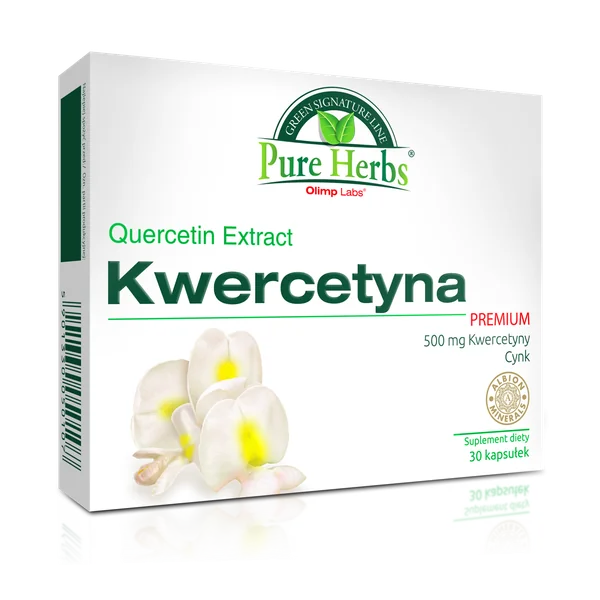 Flakon von Olimp Quercetin Premium, einem Nahrungsergänzungsmittel mit Quercetin und Zink zur Unterstützung des Immunsystems