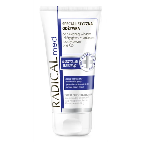 Flasche mit Radical Med Haarspülung, ideal für die Pflege empfindlicher Kopfhaut und zur Unterstützung bei atopischer Dermatitis