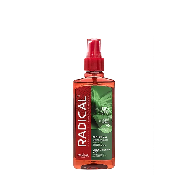 Flasche mit Radical Haarnebel zur Stärkung von geschwächtem und ausfallendem Haar, ideal für die tägliche Anwendung