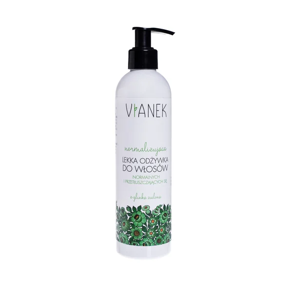Vianek leichte Haarspülung für normales und fettiges Haar, 300 ml – stellt das Gleichgewicht wieder her, erleichtert das Kämmen und enthält natürliche Inhaltsstoffe wie grüne Tonerde und Panthenol