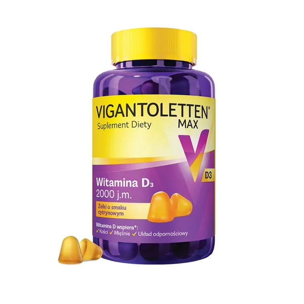 Vigantoletten MAX Geleebärchen mit Zitronengeschmack, 2000 I.E. Vitamin D zur Unterstützung der Knochengesundheit