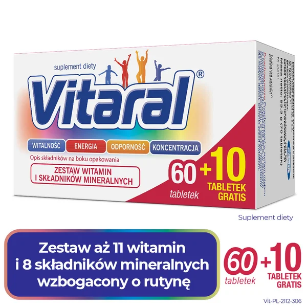 Vitaral Nahrungsergänzungsmittel mit Vitaminen und Mineralstoffen in Tablettenform für mehr Vitalität und Gesundheit