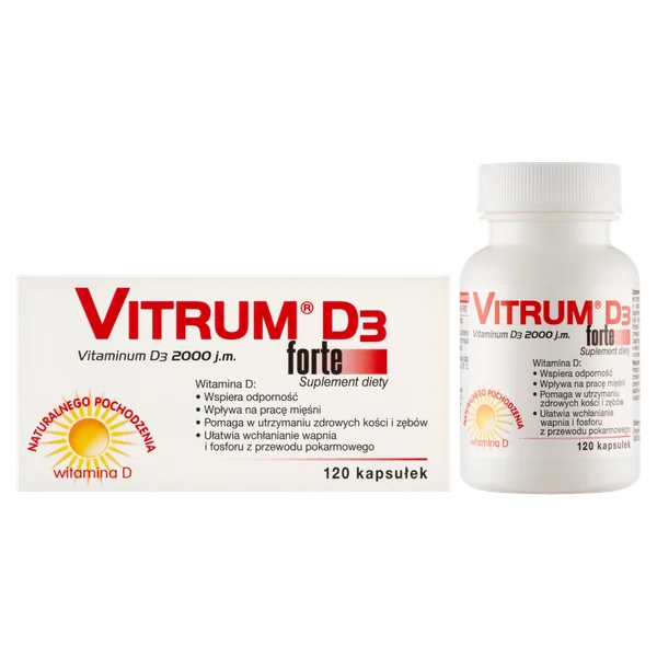 Vitrum D3 Forte Kapseln mit 2000 I.E. Vitamin D für gesunde Knochen und ein starkes Immunsystem