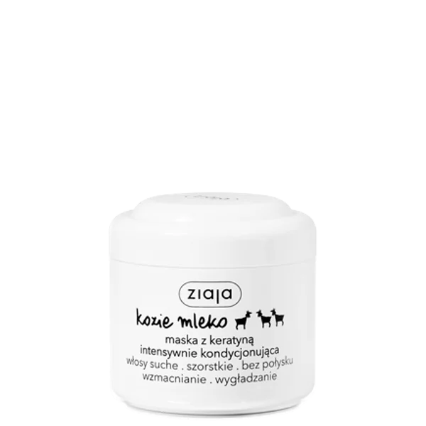Ziaja Ziegenmilch intensiv pflegende Haarmaske mit Keratin, 200 ml – regeneriert geschädigtes Haar, verbessert Elastizität und Glanz