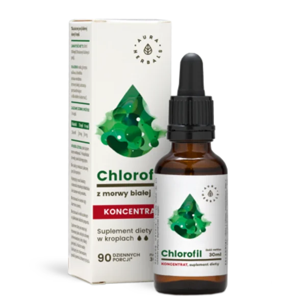 Flasche Aura Herbals Chlorophyll aus weißer Maulbeere – Nahrungsergänzungsmittel in Tropfen für das Immunsystem, 30 ml