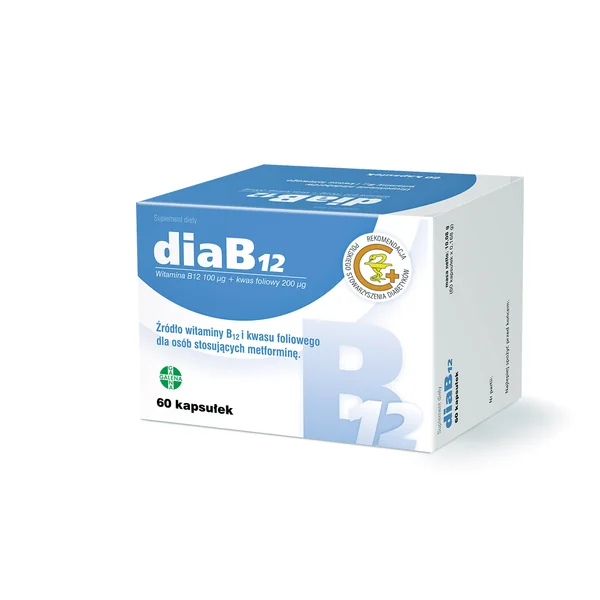 DiaB12 Nahrungsergänzung mit Vitamin B12 und Folsäure für Diabetiker und Metformin-Nutzer, fördert gesunde Blutbildung und den Stoffwechsel
