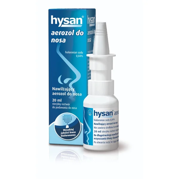 Hysan Nasenspray für trockene Nasenschleimhaut mit 0,04% Natriumhyaluronat. Isotonische Lösung für langanhaltende Feuchtigkeit