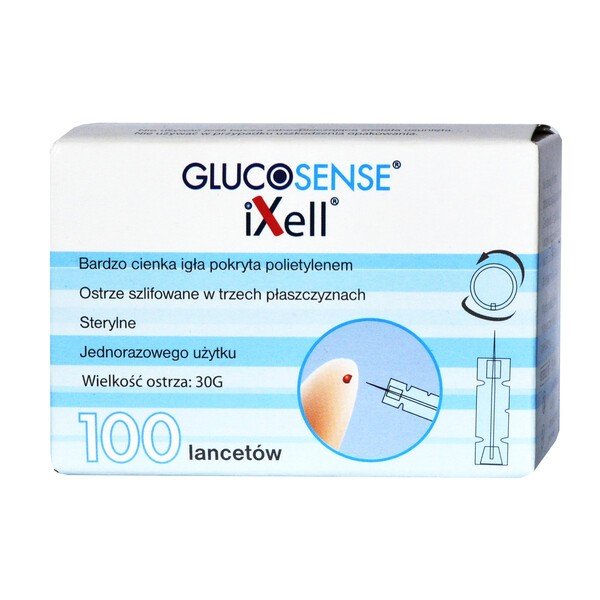 Glucosense/iXell Lanceten für Blutzuckermessung, 100 Stück, sterilisierte Einwegnadeln zur Blutanalyse, geeignet für Glukometer