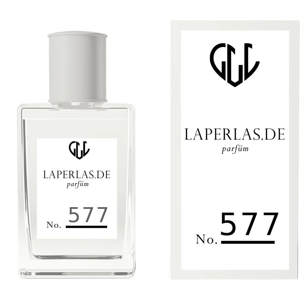 Verpackung von Laperlas Parfüm 577: Duftinspiriert von DKNY Nectar Love, ein süßer, blumiger Duft für Frauen.