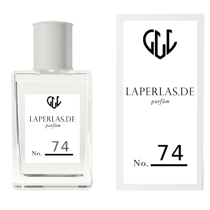 Verpackung von Laperlas Parfüm 74: Duftinspiriert von DKNY My NY, ein fruchtig-blumiger Duft für Frauen