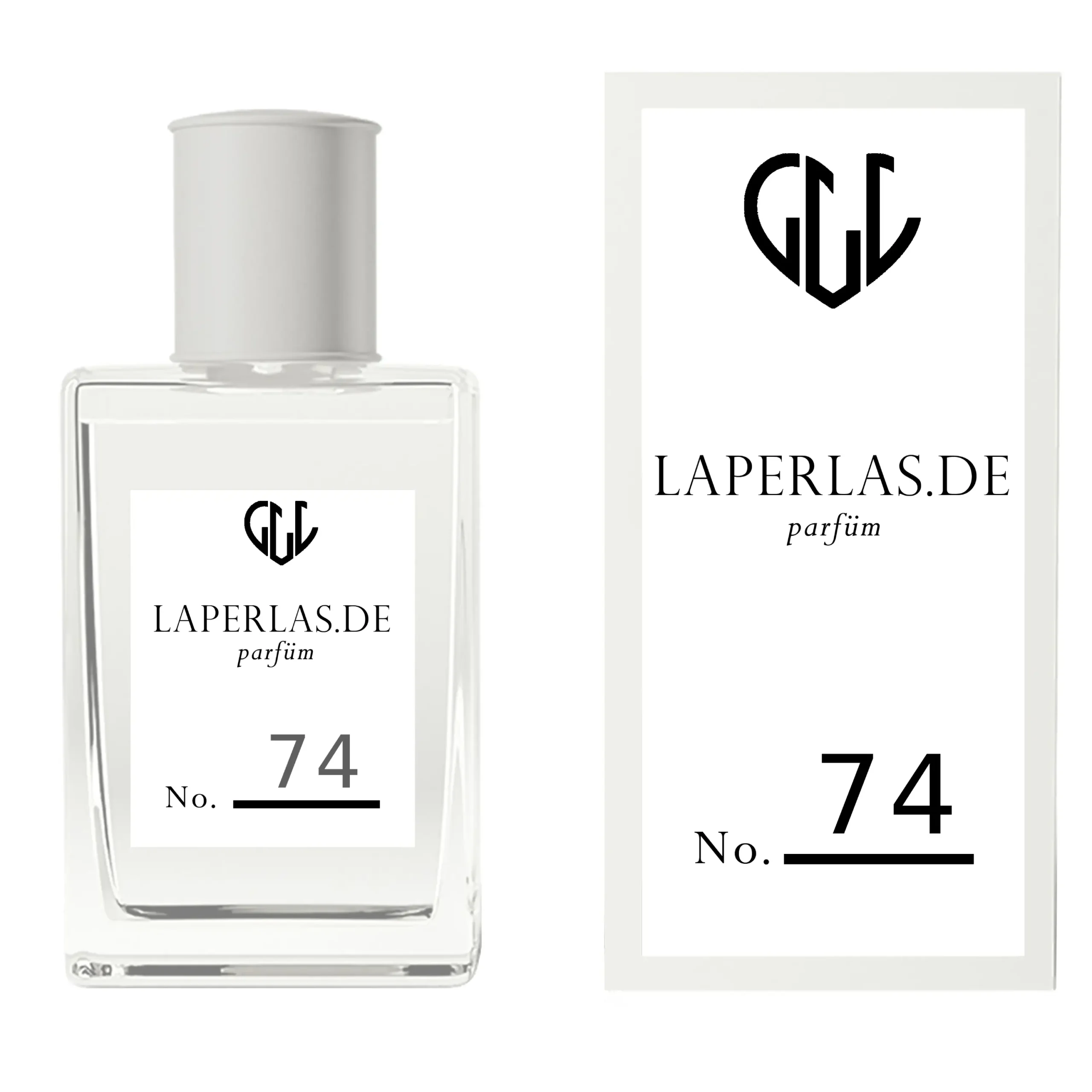 Verpackung von Laperlas Parfüm 74: Duftinspiriert von DKNY My NY, ein fruchtig-blumiger Duft für Frauen