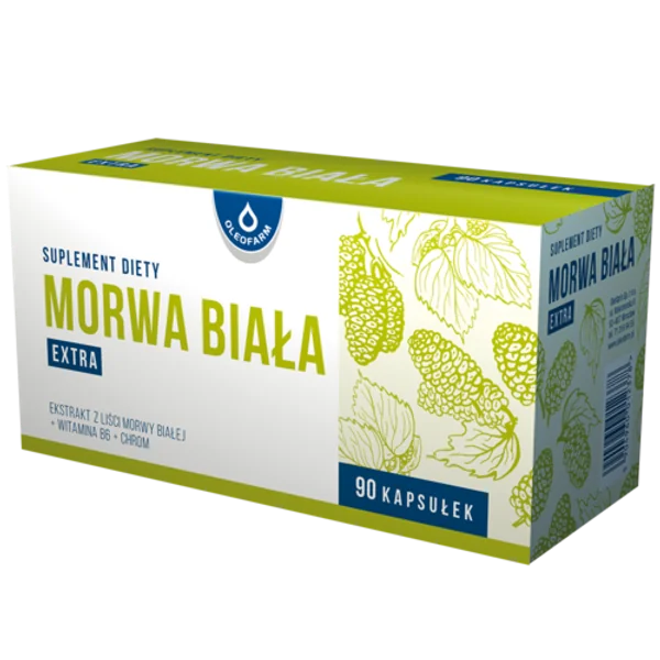 Oleofarm Weiße Maulbeere Extra – Kapseln mit Maulbeerblättern, Vitamin B6 und Chrom zur Unterstützung der Blutzuckerkontrolle bei Diabetikern
