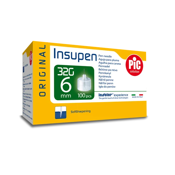 PIC Insupen 32G 6mm Nadeln für Insulinpens, steriles Einwegprodukt, mit Silikonbeschichtung für schmerzfreie Injektionen