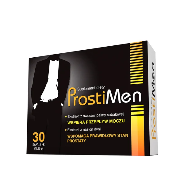 ProstiMen Nahrungsergänzungsmittel für Männer zur Unterstützung der Prostatafunktion und des Harnsystems. Enthält pflanzliche Extrakte und Vitamine