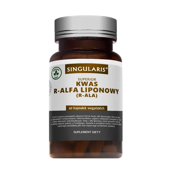 SINGULARIS Superior R-Alpha-Liponsäure Kapseln zur Unterstützung des Blutzuckerspiegels, Energiestoffwechsels und antioxidativen Schutzes.