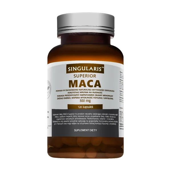 Singularis MACA Kapseln mit Maca-Extrakt zur Unterstützung der sexuellen Gesundheit und Leistungsfähigkeit.