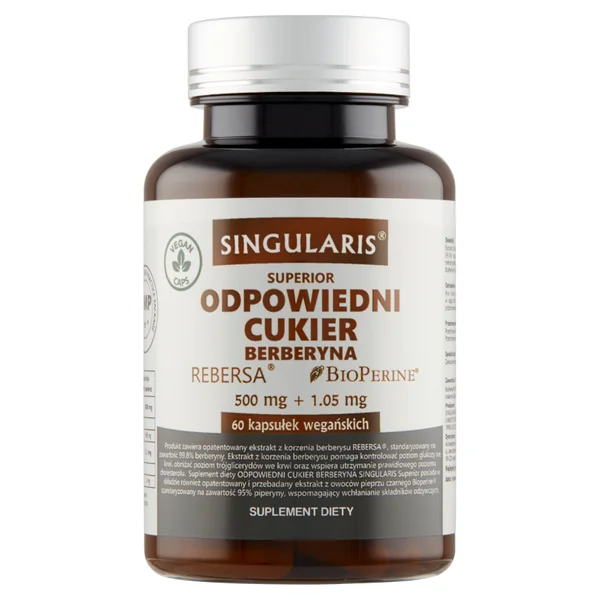 Singularis Superior Berberyna 500 mg Kapseln, Nahrungsergänzungsmittel zur Blutzuckerregulation und Cholesterinsenkung, glutenfrei und vegan