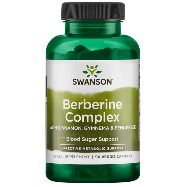 Swanson Berberine Complex 90 Kapseln, Nahrungsergänzungsmittel zur Unterstützung der Blutzuckerregulation, enthält Berberin, Ceylon-Zimt, Bockshornklee und Gymnema Sylvestre