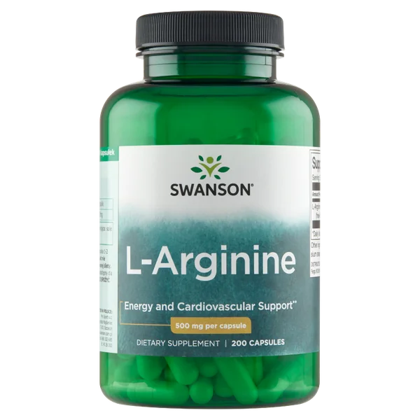 Swanson L-Arginin Kapseln 200 Stück, 500 mg, Nahrungsergänzung zur Leistungssteigerung und Verbesserung der Ausdauer