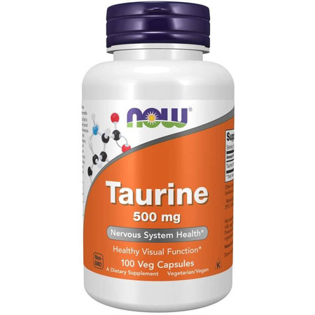 Now Foods Taurin 500 mg 100 Veggie Kapseln: Hochwertiges Nahrungsergänzungsmittel zur Unterstützung des Nervensystems und der Muskulatur, 500 mg Taurin pro Kapsel