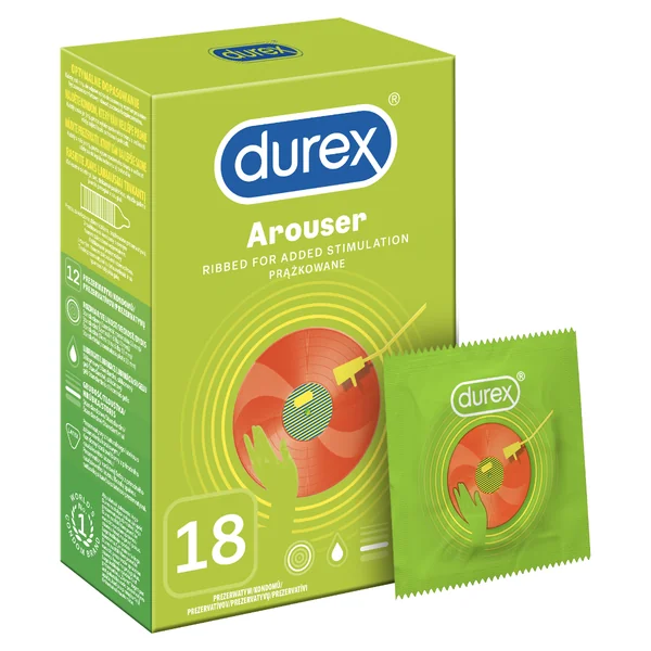 Durex Arouser Kondome mit Rillen für intensivere Stimulation und mehr Spaß während des Geschlechtsverkehrs, 18 Stück im Pack