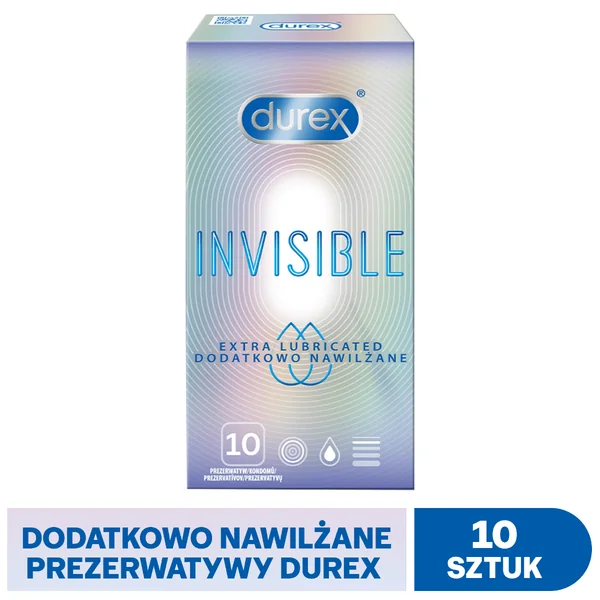 Durex Invisible extra befeuchtete Kondome, superdünn und mit zusätzlichem Gleitmittel für mehr Empfindung und sicheren Schutz