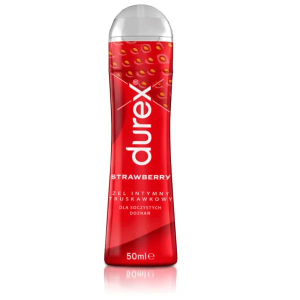 Durex Play Süße Erdbeere Intimgel mit Erdbeergeschmack in einer 50 ml Flasche, ideal für sinnliche Momente, ohne Zucker und leicht abwaschbar
