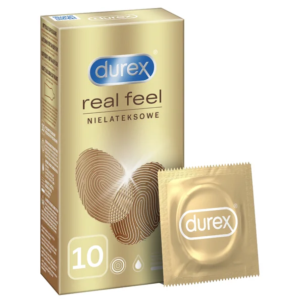 Durex Real Feel Kondome aus Polyisopren, hautähnlich und latexfrei, für intensives Gefühl und sicheren Schutz. 10 Stück mit Silikon-Gleitgel