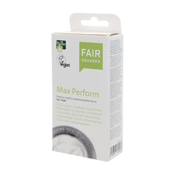 FAIR SQUARED MAX PERFORM Kondome mit Erektionsring, dünn, transparent und vegan für maximales Vergnügen und sicheren Schutz. 10 Stück