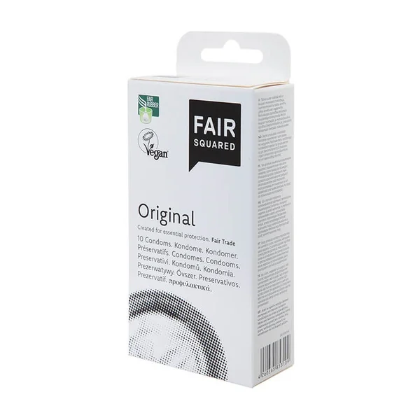 FAIR SQUARED Original Kondome aus zertifiziertem Latex, transparent, dünn und vegan für natürlichen Komfort und sicheren Schutz