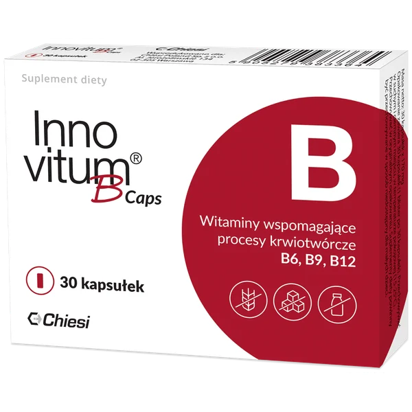 InnovitumB® Caps – Nahrungsergänzungsmittel mit B6, B9 und B12 für Energie, Blutbildung und Nervenfunktion. Gluten- und laktosefrei, 30 Kapseln