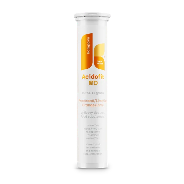 Kompava Acidofit MD Brausetabletten Orange-Limette, Nahrungsergänzung mit Vitaminen, Mineralstoffen und Aloe Vera zur Unterstützung des Elektrolytgleichgewichts