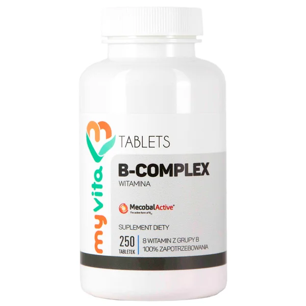 MyVita Vitamin B Komplex 100 % NRV, 250 Tabletten, B-Vitamine für Nerven, Stoffwechsel und Immunsystem, ideal für den täglichen Bedarf