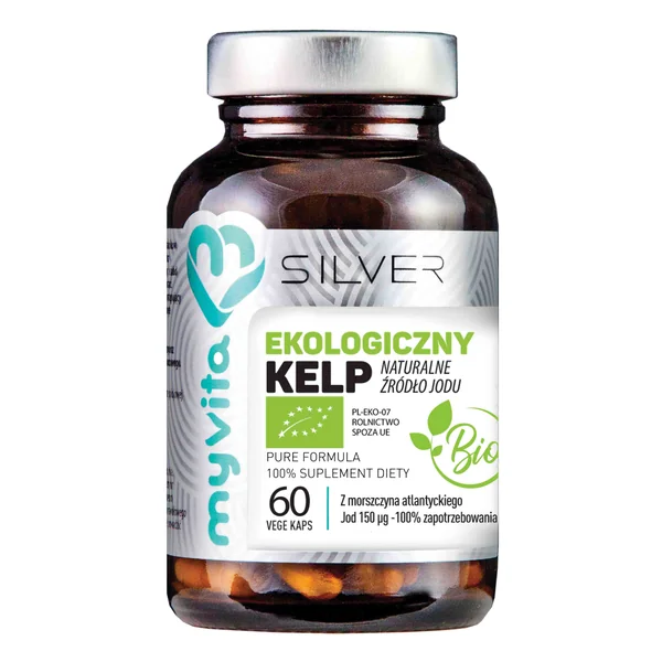 MyVita Silver Kelp Bio Kapseln mit Spirulina und Jod zur Unterstützung der Schilddrüse, Haut und des Nervensystems in der natürlichen Bio-Form