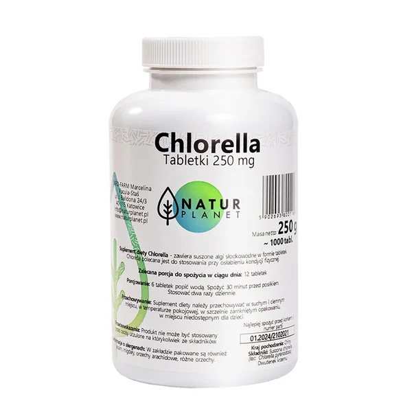 Chlorella Tabletten von Natur Planet, 250 mg, in einer Packung mit 1000 Tabletten zur Unterstützung des Immunsystems und Entgiftung des Körpers