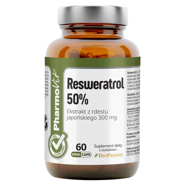 Pharmovit Resveratrol 50% Kapseln zur Unterstützung der Herzgesundheit und antioxidativen Wirkung mit Extrakt aus Japanischem Staudenknöterich