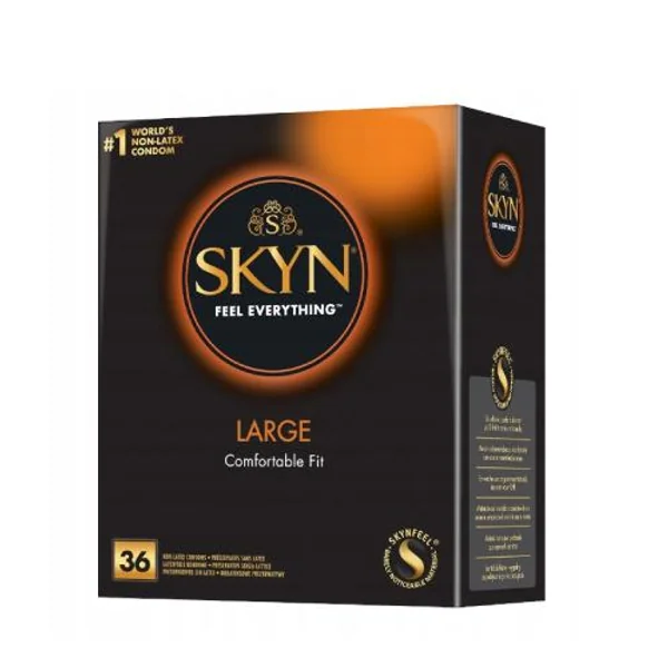 SKYN Large Kondome, 36 Stück, aus nicht-latexbasiertem SKYNFEEL® Material, für größere Größen, ideal für Latexallergiker