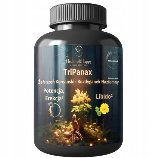TriPanax Kapseln zur Unterstützung der Erektion und Steigerung des Libidos, mit Ginseng, Maca und Buzdyganek für bessere sexuelle Gesundheit.